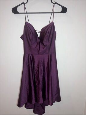 City Studio Plum Strapless A-Line Dress with Spaghetti Straps